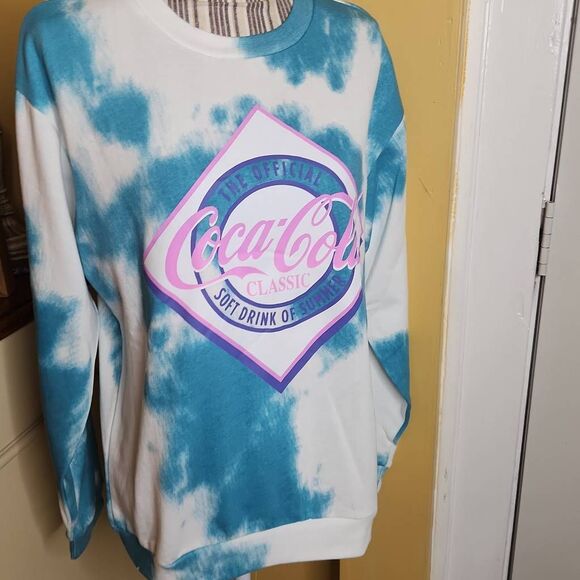 Coca cola tie dye blue and white sweatshirt women's size M - Picture 2 of 3